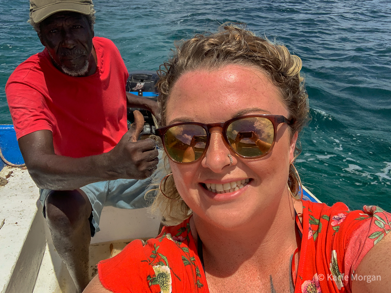 Reggie and I en route to Anse La Roche Bay