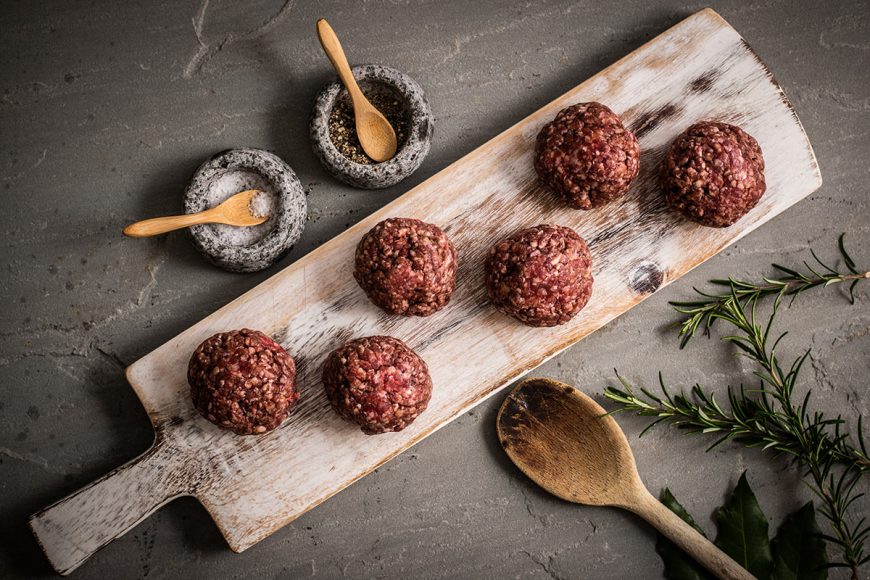 Meatballs on a chopping board