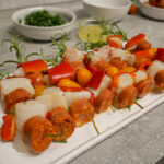 Spanish Chorizo and cod rosemary skewers