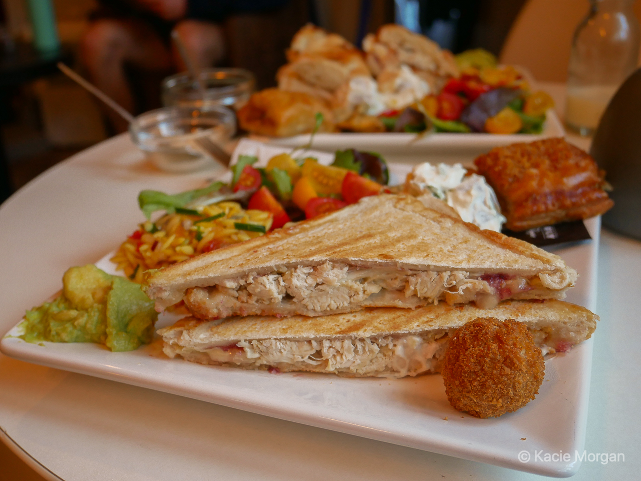 Chicken, brie and cranberry toastie with side salad at The Cwtch Cafe in Chepstow, Monmouthshire