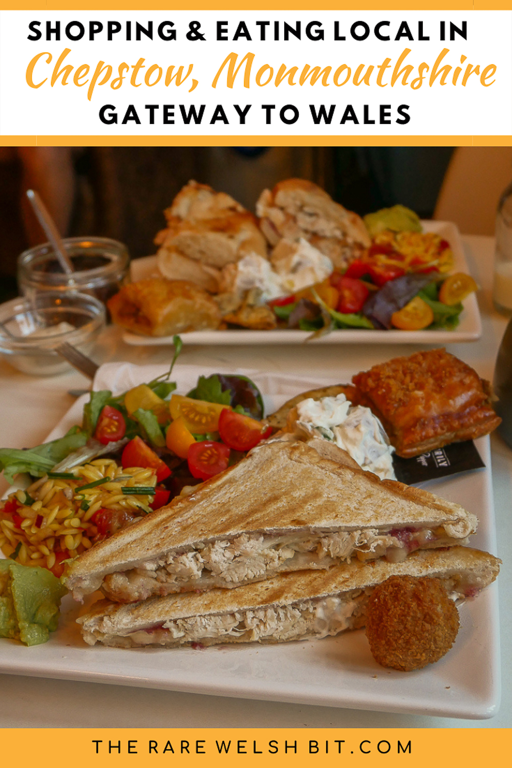 A toastie surrounded by an assorted salad