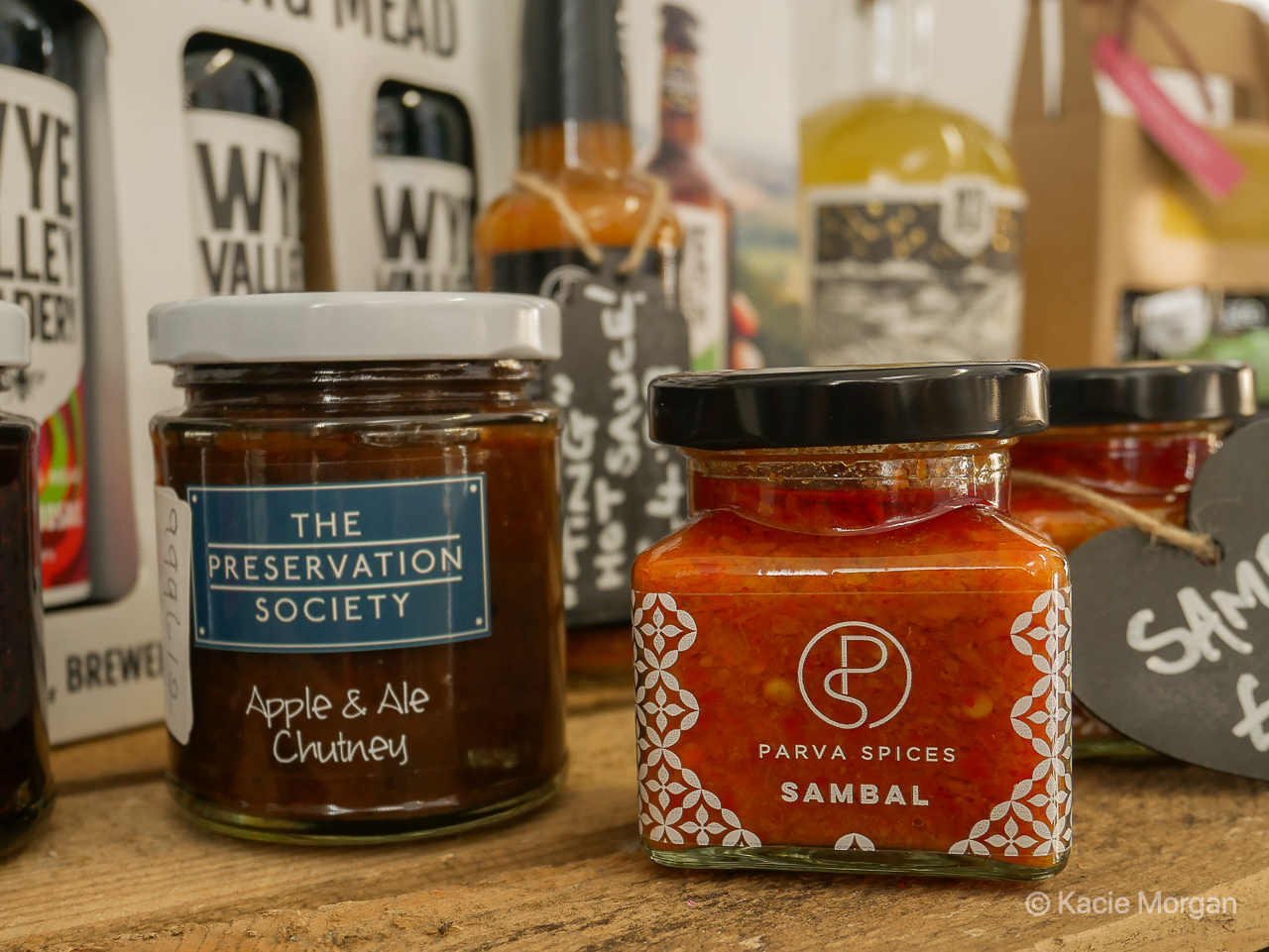 Parva Spices and The Preservation society products in Chepstow Tourist Information Centre
