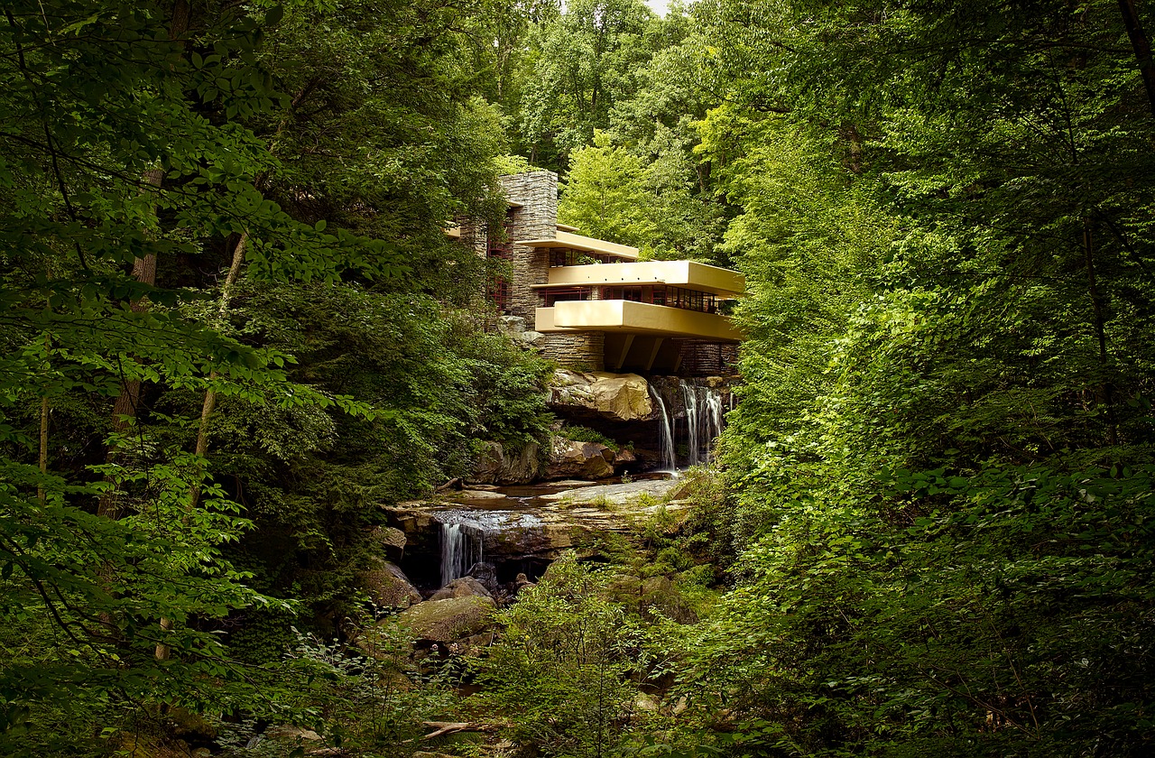 A waterfall scene in the forest in Pennsylvania
