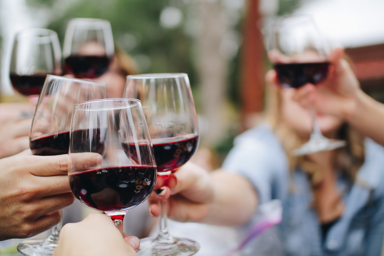 Red wine glasses