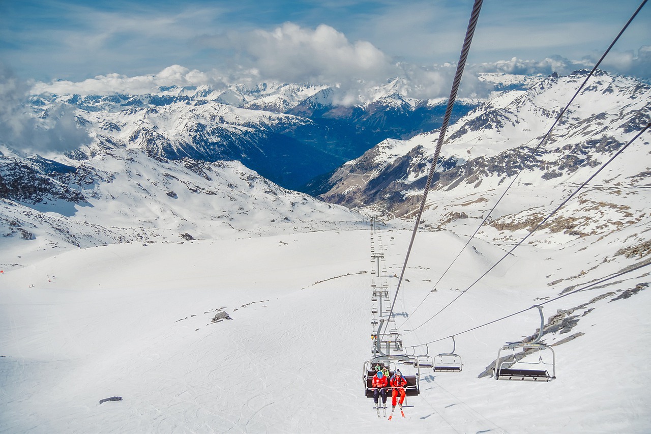 A ski lift on a ski slope in France