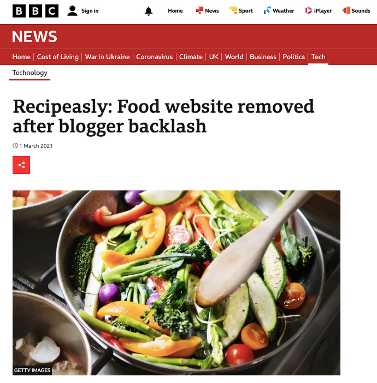 BBC News article mentioning UK food and travel blogger, Kacie Morgan