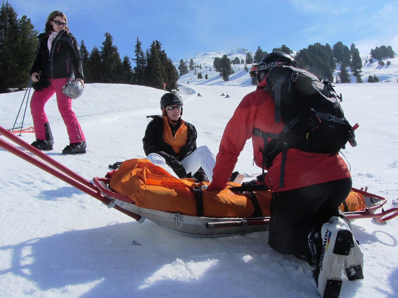 A medical rescue on the ski slopes