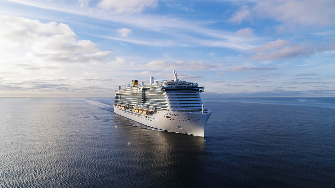 Costa Toscana cruise ship, owned by Costa Cruises, sailing across the sea.