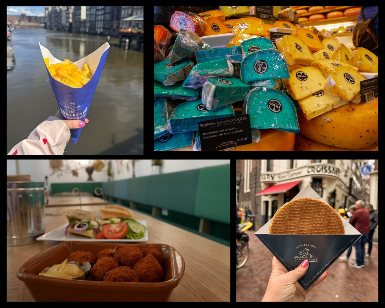 Collage of Dutch foods to try in Amsterdam