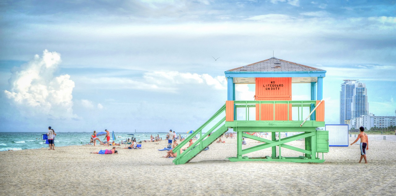 Lifeguard station on South Beach in Miami, Florida