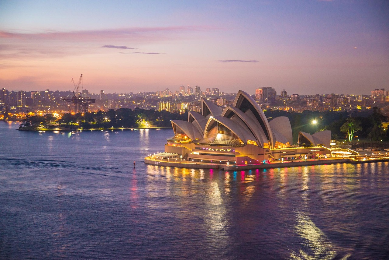 Sydney Opera House, Australia, pictured at sunset