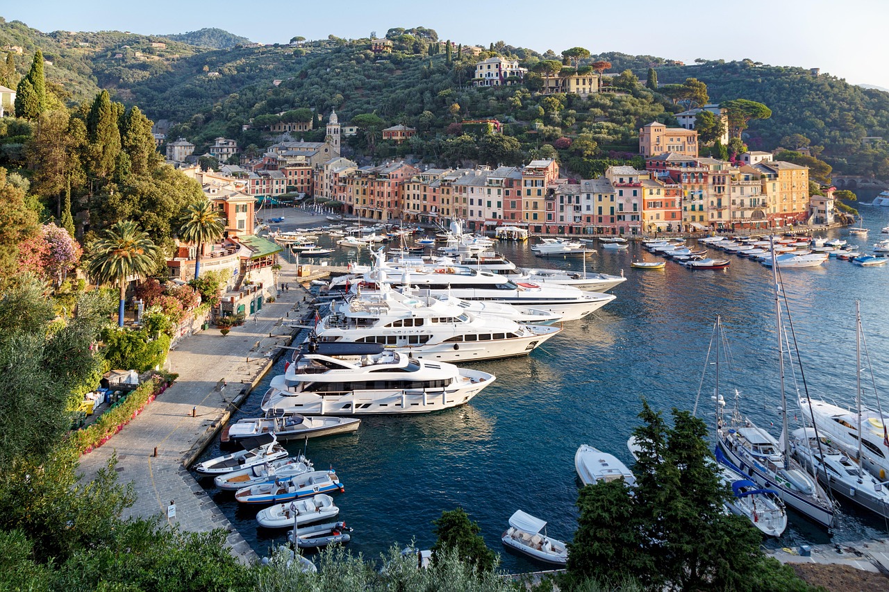 Boats docked up in Portofino, Liguria