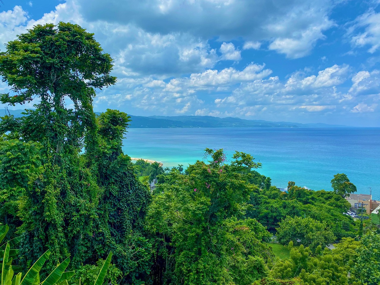 A coastal beach scene in Montego Bay, Jamaica