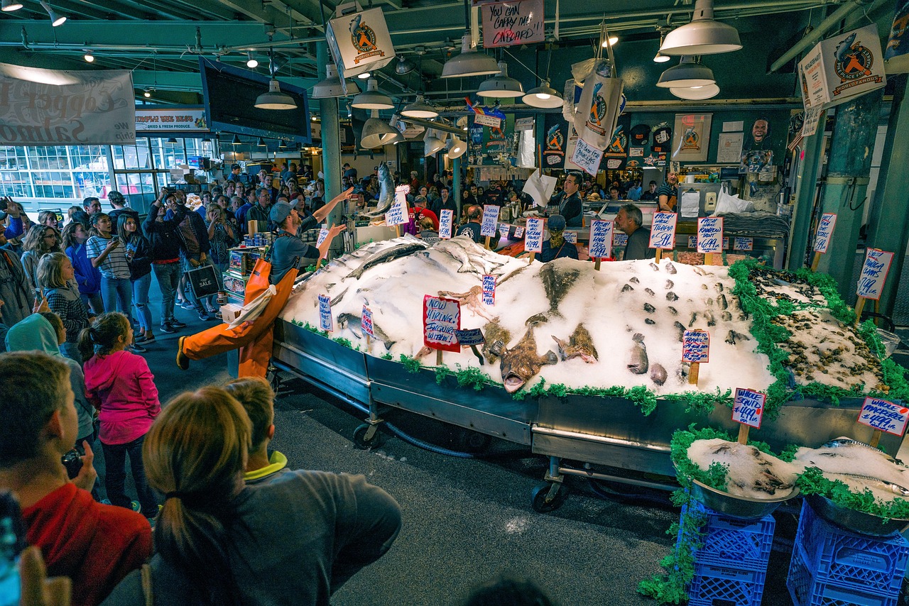 Throwing fish in Seattle's Pike Place Market
