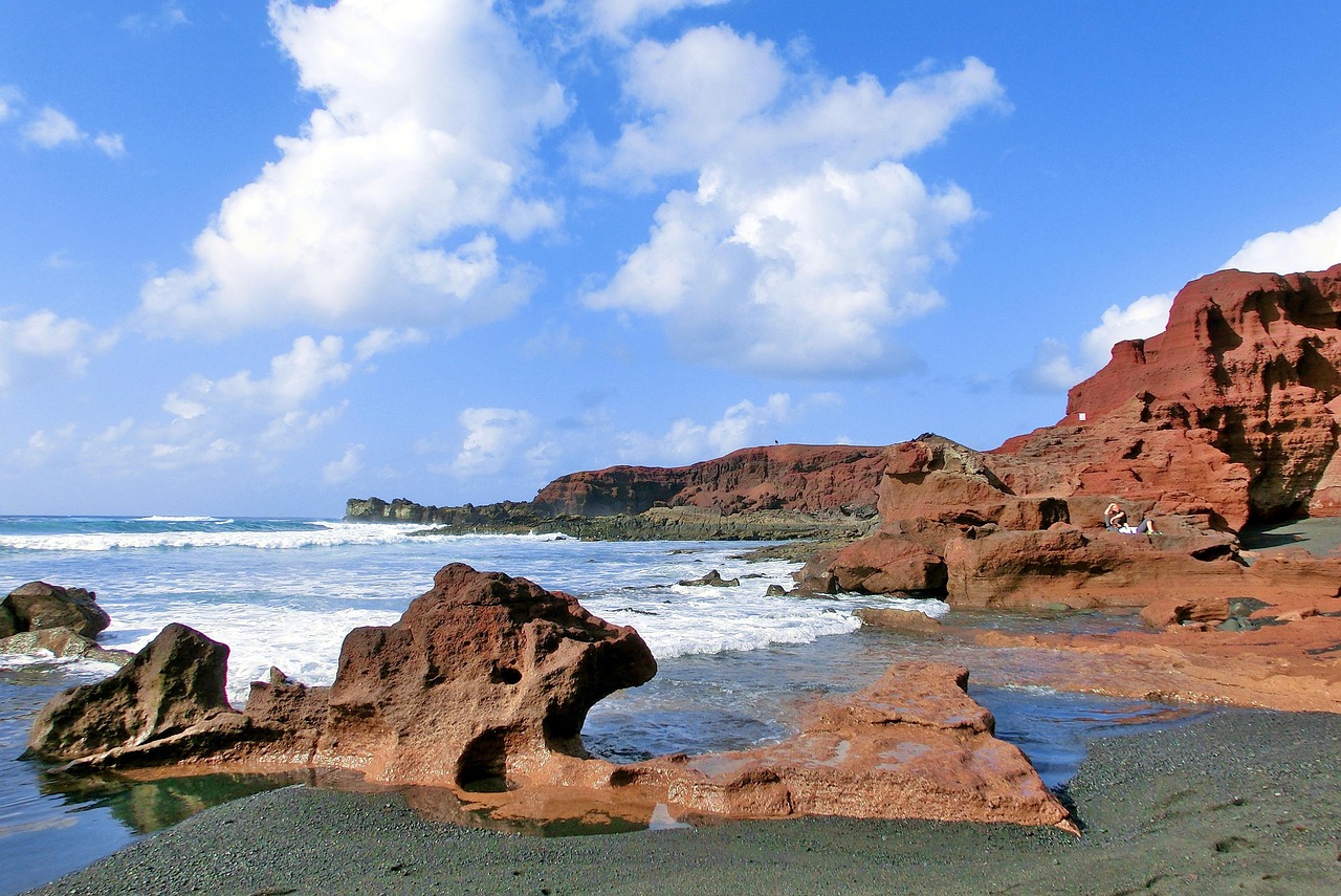 Volcanic coastline and seaside landscape in Lanzarote, Canary Islands