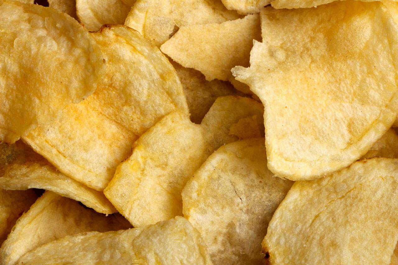 Close-up of crisps or potato chips